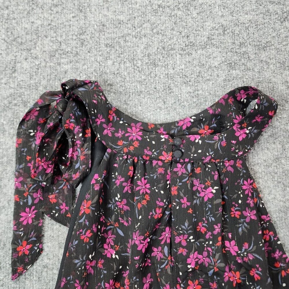 Torrid Crinkle Lurex Chiffon Halter Top Dark Black Floral‎ Sleeveless Size 5 5X - Picture 7 of 13